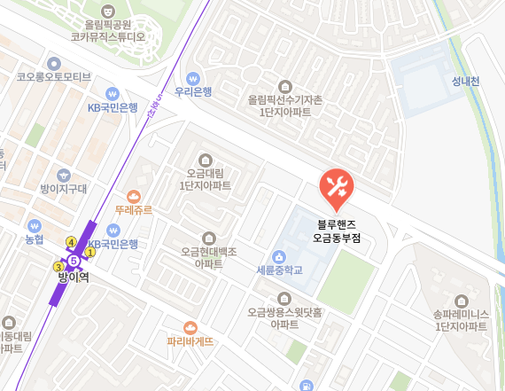 오금동부점(전문 블루핸즈) 지도 이미지