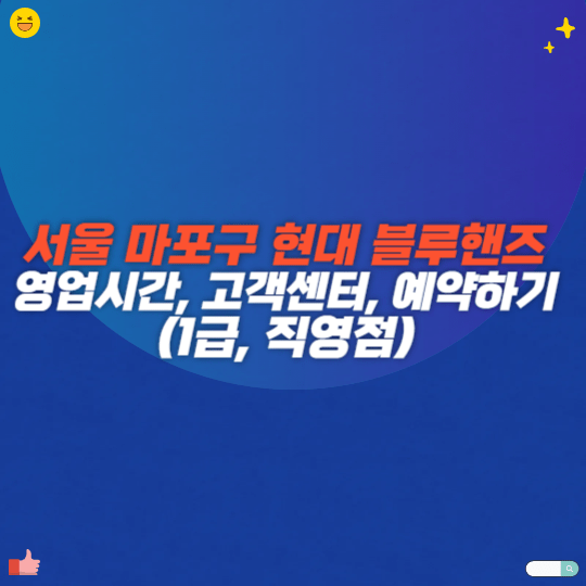 서울 마포구 현대 블루핸즈 영업시간, 고객센터, 예약하기(1급, 직영점)