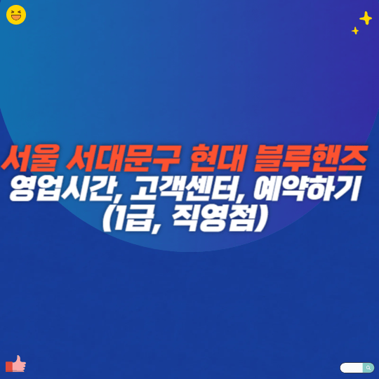 서울 서대문구 현대 블루핸즈 영업시간, 고객센터, 예약하기(1급, 직영점)