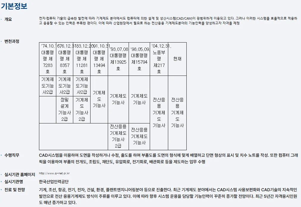 전산응용기계제도기능사 필기 시험 기본정보 이미지