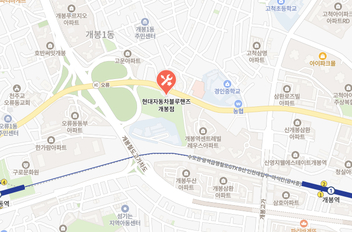 현대 블루핸즈 개봉점 지도 이미지
