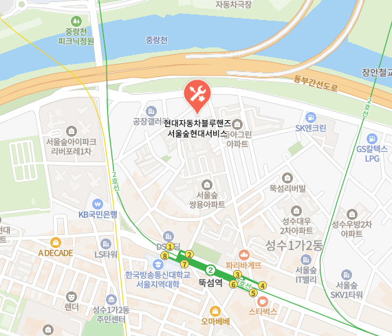 현대 블루핸즈 서울숲 현대서비스 지도 이미지