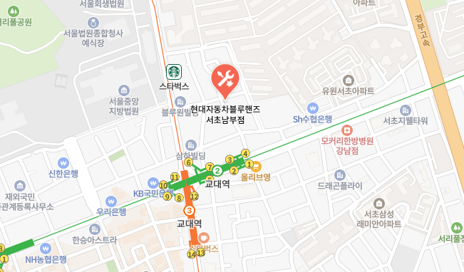 현대 블루핸즈 서초남부점 지도 이미지
