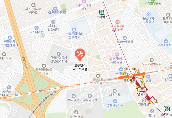 현대 블루핸즈 서초서부점 지도 이미지