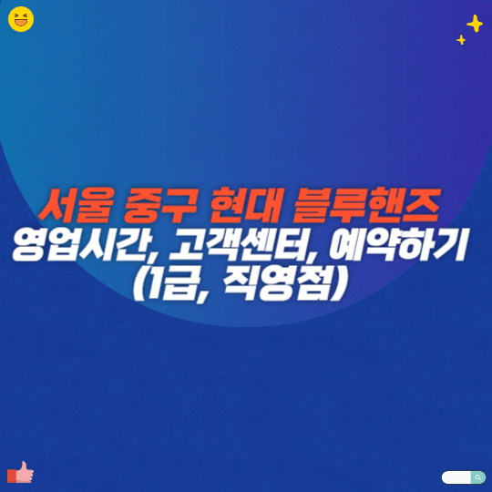 서울 중구 현대 블루핸즈 영업시간, 고객센터, 예약하기(1급, 직영점)