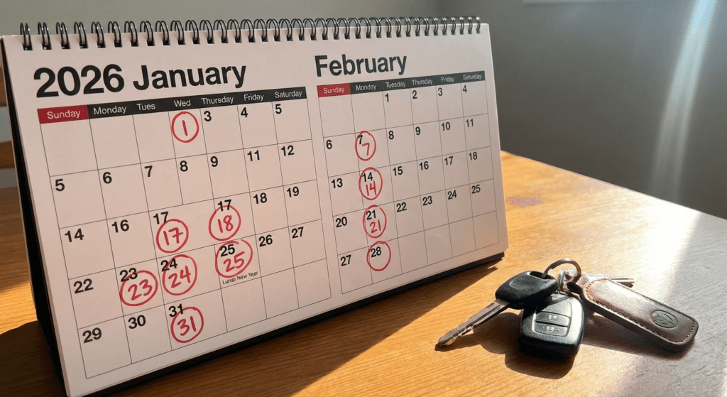 텍스트: 2026 전기차 보조금 시기 캘린더