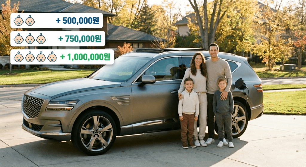 자녀 수별 전기차 추가 보조금 표