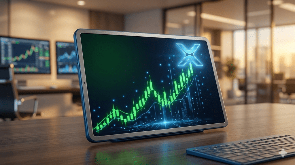 리플 ETF 승인 시 가격 상승 시나리오를 나타내는 상승 그래프