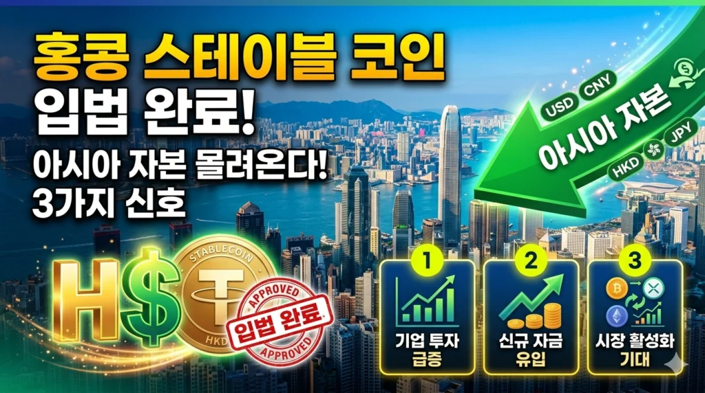 홍콩 스테이블 코인 입법 완료! 아시아 자본이 몰려오는 3가지 신호