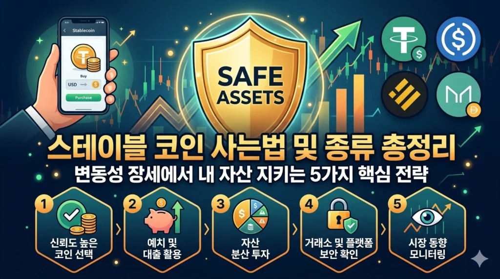 스테이블 코인 사는법 및 종류 총정리: 변동성 장세에서 내 자산 지키는 5가지 핵심 전략
