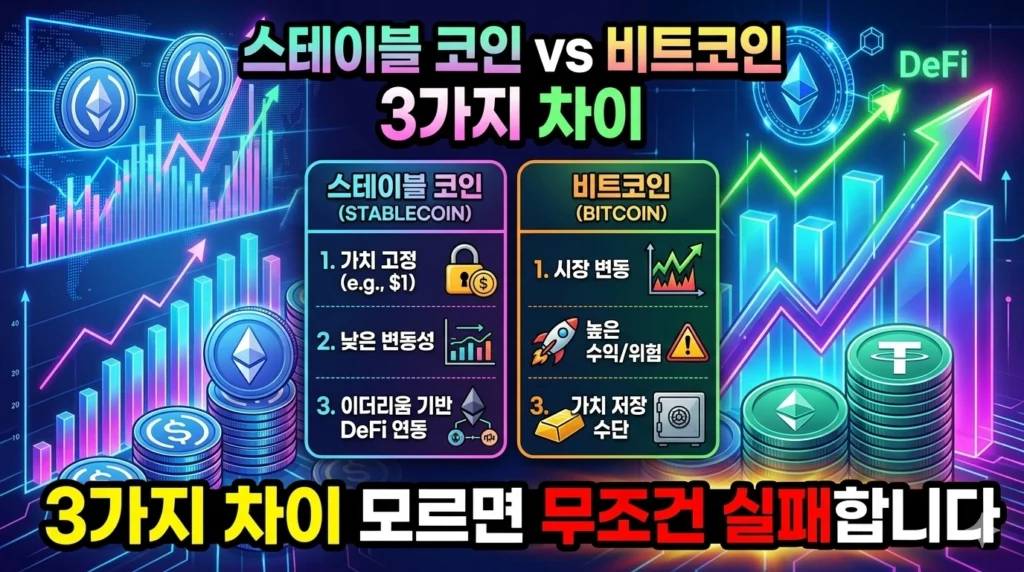 스테이블 코인 시가총액 폭등세! 스테이블 코인 비트코인 차이 3가지 모르면 무조건 실패합니다