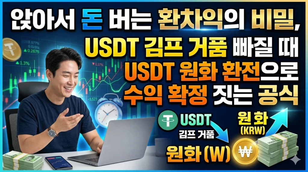 앉아서 돈 버는 환차익의 비밀, usdt 김프 거품 빠질 때 usdt 원화 환전으로 수익 확정 짓는 공식